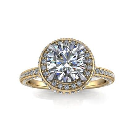 1.25 ct approx Pavé halo in yellow gold