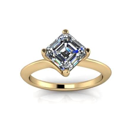 1.25 ct approx asscher offset solitaire in yellow gold
