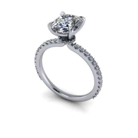 1.5 ct oval diamond collar in platinum