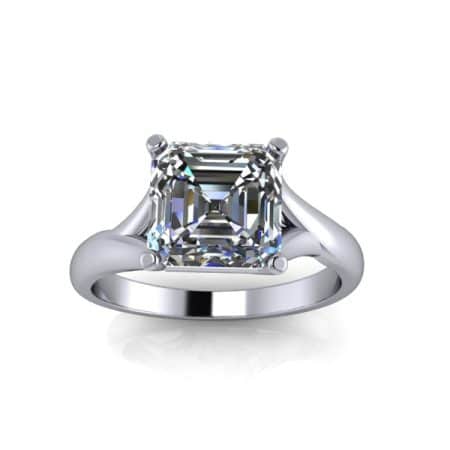 2.25 ct approx asscher split band solitaire in platinum