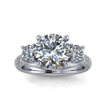 2.25 ct approx round Pavé three stone in white gold