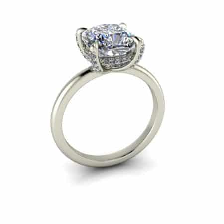 3 ct cushion cut hidden halo in 14 k white gold