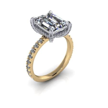 3.75 ct emerald cut hidden halo two tone